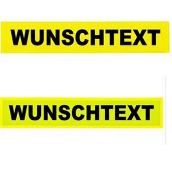 
Rückenschild -  420 x 80 mm - Klett 
- leuchtgelb  glänzend (1-oder 2-Zeilig)


