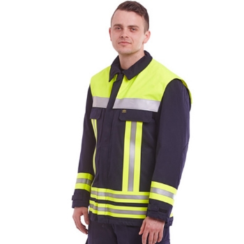 
Schutzanzug-Jacke (HuPF Teil 3), Jacke mit Warn- und Reflexstreifen, Jacke Safety