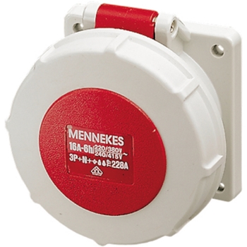 CEE-Anbausteckdose, gerade, 400 V / 16 A, Schraubklemmen, rot, IP67