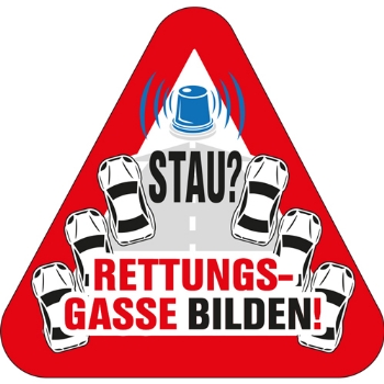PVC-Aufkleber - STAU ? Rettungsgasse bilden ! 
Gr. ca. 8cm x 8cm

