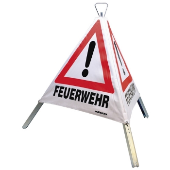 
Faltsignal, 70 cm, weiß/Tagesleuchtf., mit Aufdruck "Feuerwehr-Ölunfall-Unfall"
