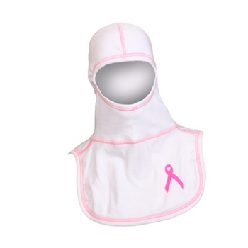 Flammschutzhaube Pac II Fire ink white with High vis Pink Ribbon
