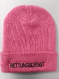 Strickmütze in Pink mit Aufschrift Rettungsdienst