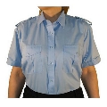Damenbluse Blau, 1/2 Arm, mit Tunnel und Klappe
