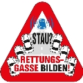 PVC-Aufkleber - STAU ? Rettungsgasse bilden ! 
Gr. ca. 8cm x 8cm

